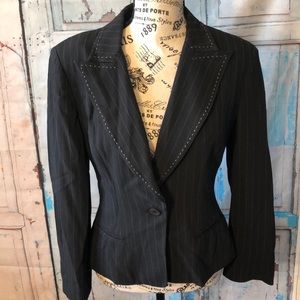 Nanette Lepore Pinstriped Blazer Contrast Stitching 6